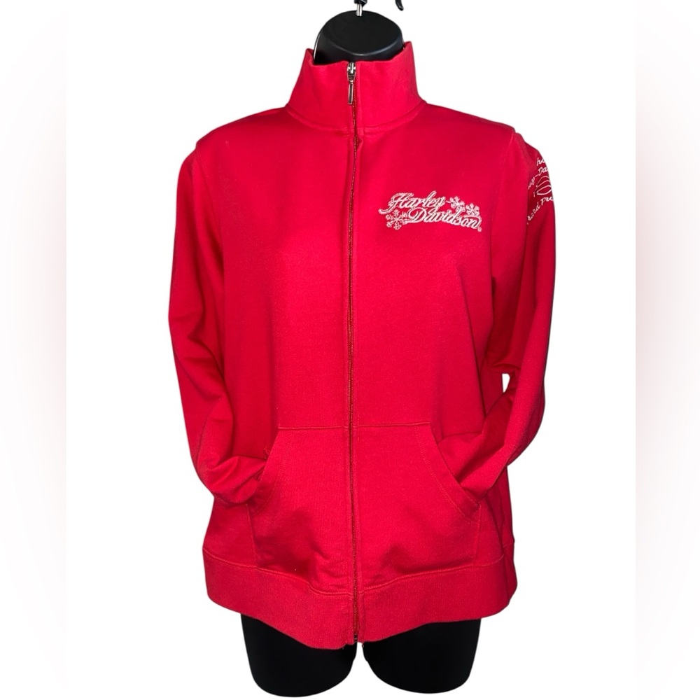 HARLEY DAVIDSON FULL ZIP MOCK NECK SWEATSHIRT WOMENS Med Grand Prairie TX RED